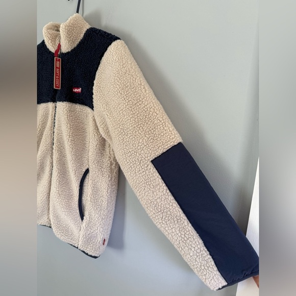 Levi’s Colorblock Sherpa Jacket Big Boys Sz L 12-13 yrs NWT full zip pockets - Picture 5 of 16